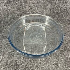 Vtg Fire King Philbe Sapphire Blue Casserole Lid / Pie Dish Anchor Hocking Glass